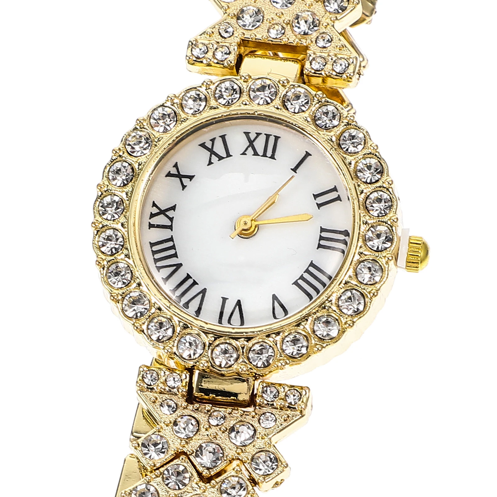 

2Pcs Double-layer Diamond-set Quartz Watch Bracelet Women Stainless Steel Rhinestone Watches Fashion Girls Stylish Daily Wear