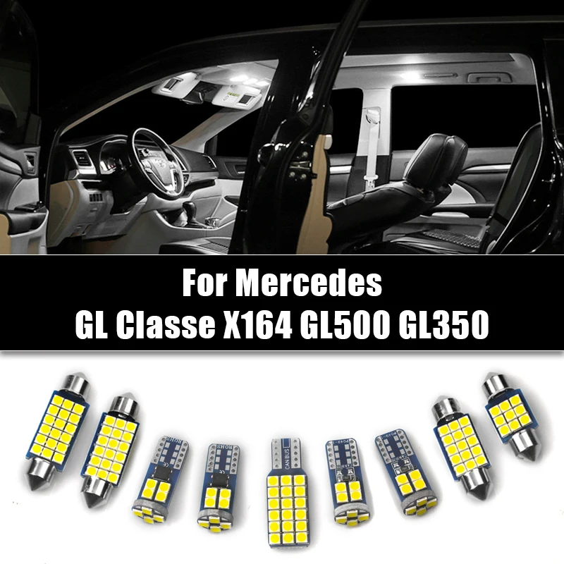 For Mercedes GL Classe X164 GL500 GL350 12v Car LED Bulbs Interior Reading Lamp Vanity Mirror Glove Box Trunk Lights Accessories