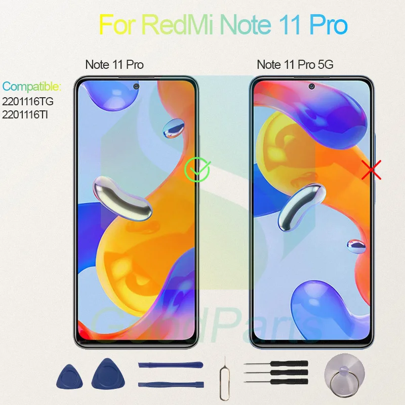 Test Before Ship For RedMi Note 11 Pro Display Touch Screen Digitizer Panel Assembly Lcd Screen 2201116TG/TI Note 11 Pro Screen