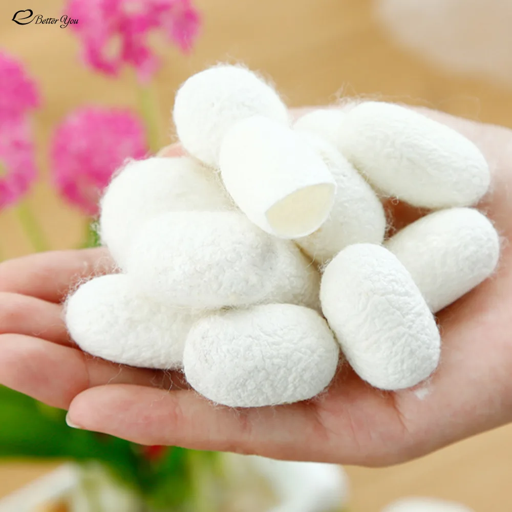 100 Pcs Silkworm Balls Purifying Whitening Exfoliating Scrub Blackhead Remover Natural Silk Cocoons Facial Skin Care HJL