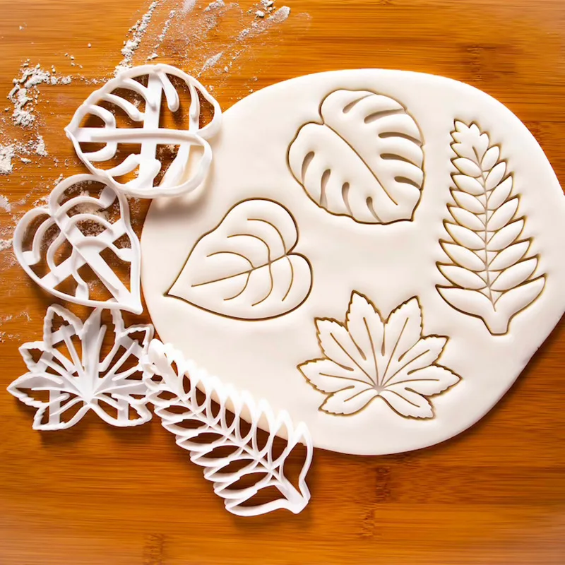 Tropical Plants Jungle Tree Shape Fondant Stamps For Cookie Cutter Mould Biscuit Mold Cake Decorating Tools Pastry Accessories