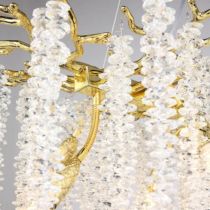 Imagem -06 - Golden Branch-shaped Led Ring Lustre Sala de Estar Moderno Luxo Casa Interior Quarto Jantar Teto Cristal