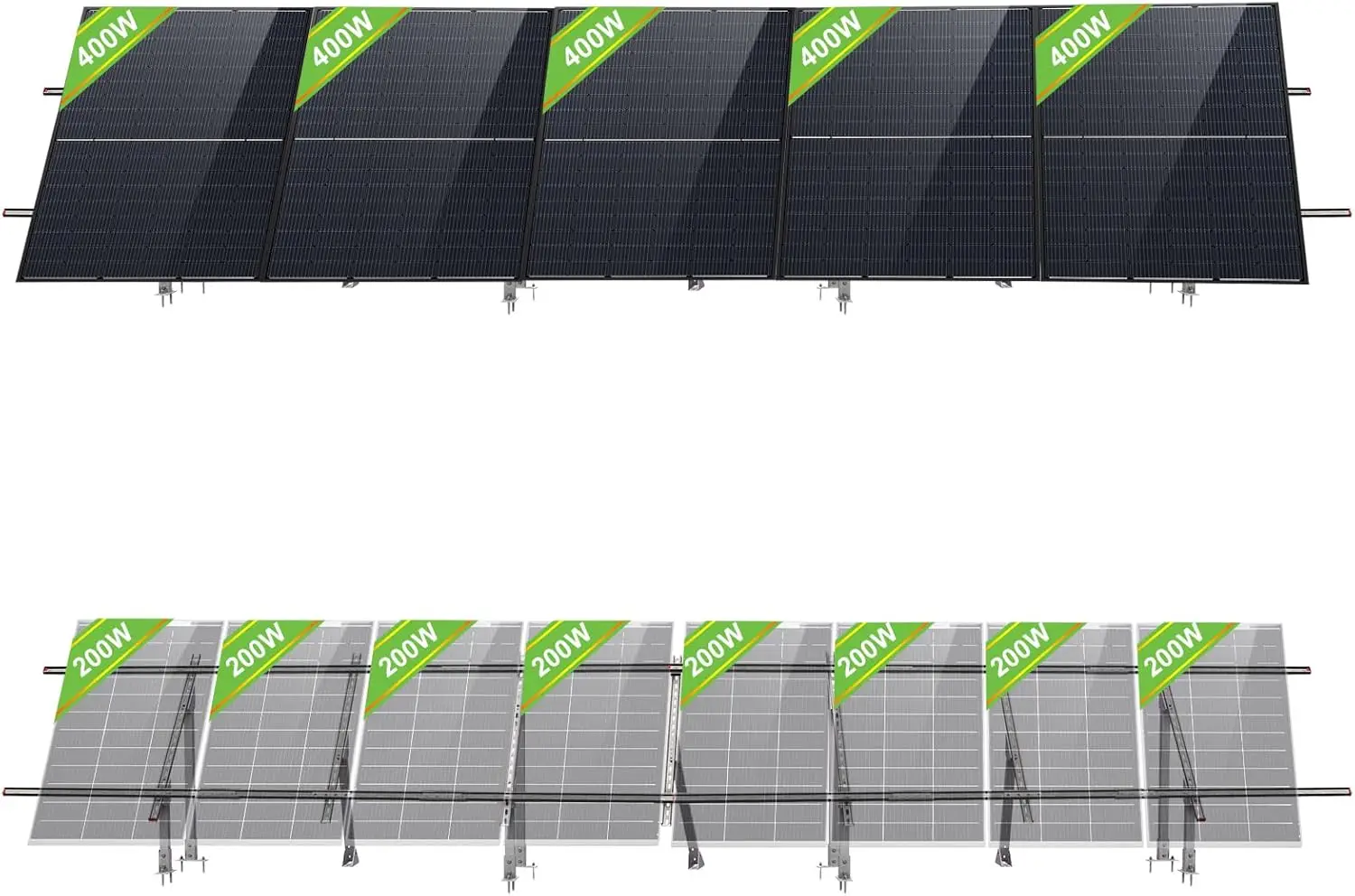 

Solar Ground Mount Adjustable Solar Panel Mounting Brackets System for 5pcs 400W/6pcs 300W/8pcs 200W Solar Panels