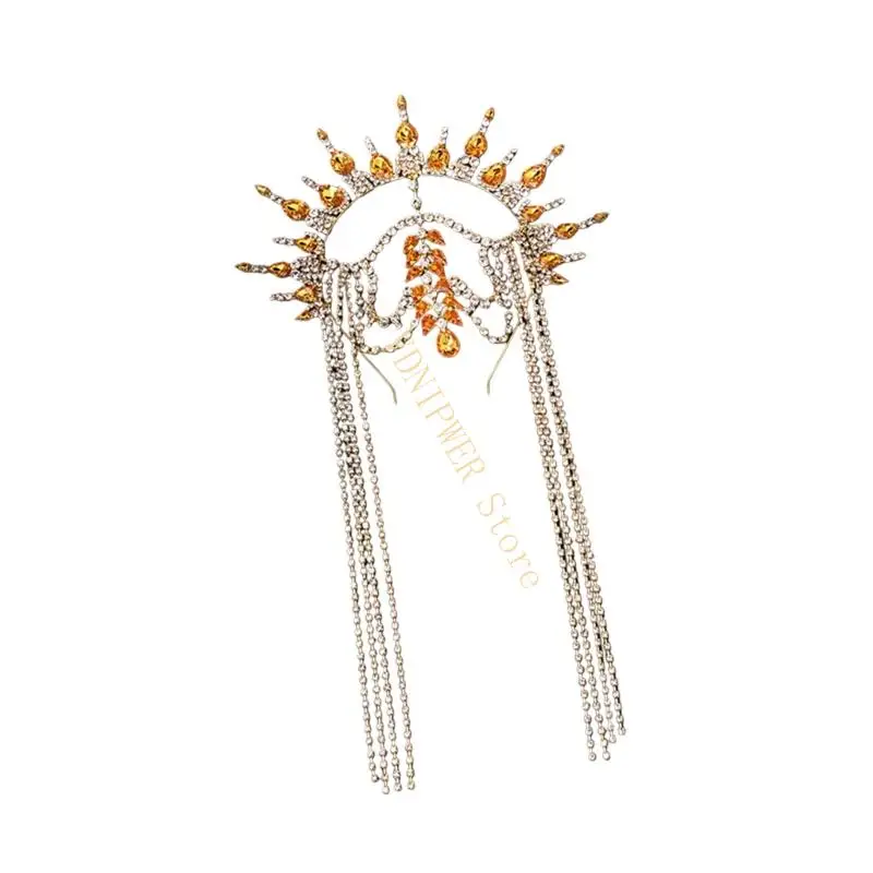 

Crystal Tassels Hairband Crowns Tiaras Hair Ornament for Women Stage Show Costume Formal Occasion Photography Headwear D08E