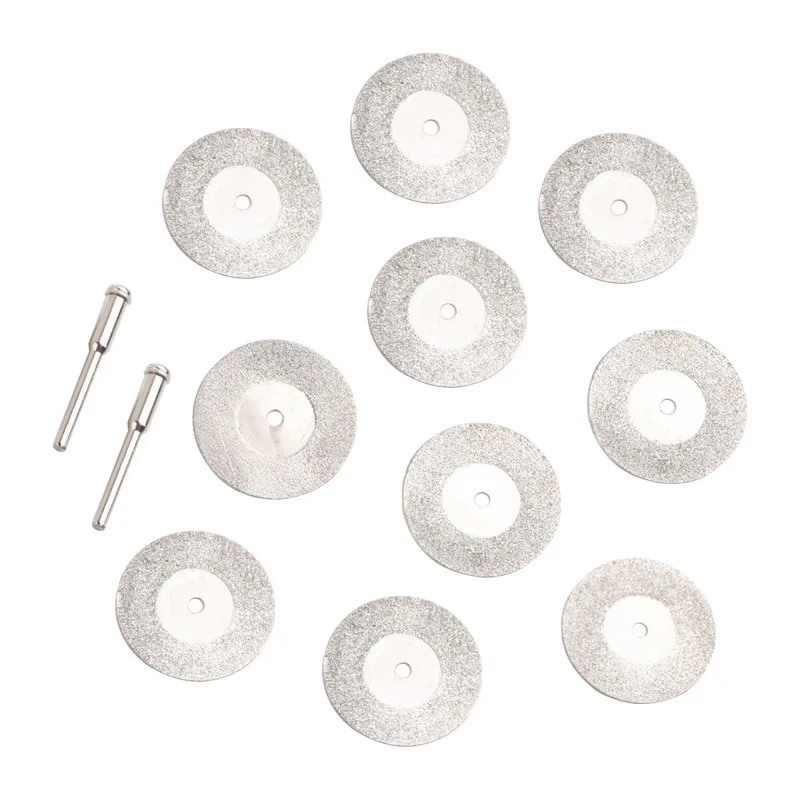 16/18mm Mini Sharp Diamond Cut Off Rotary Cutting Disc Disks DIY Tool Jade cutting piece Accessories For Dremel with 2Pcs rod