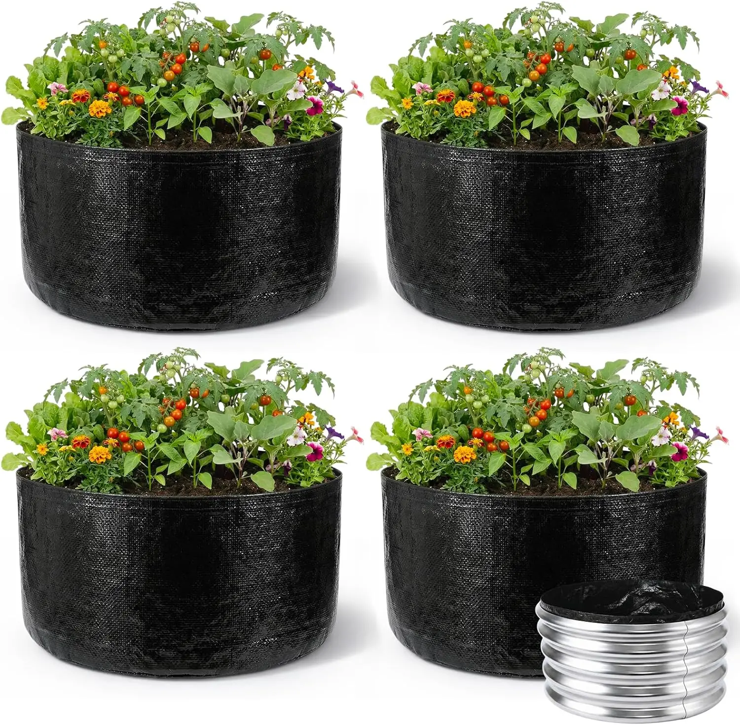 

Набор из 4 штук: 2 круглых тканевых газонокосилочных мешка-вкладыша для оцинкованных приподнятых грядок (2 x 2 x 1 фут) с дренажными отверстиями, усиленные