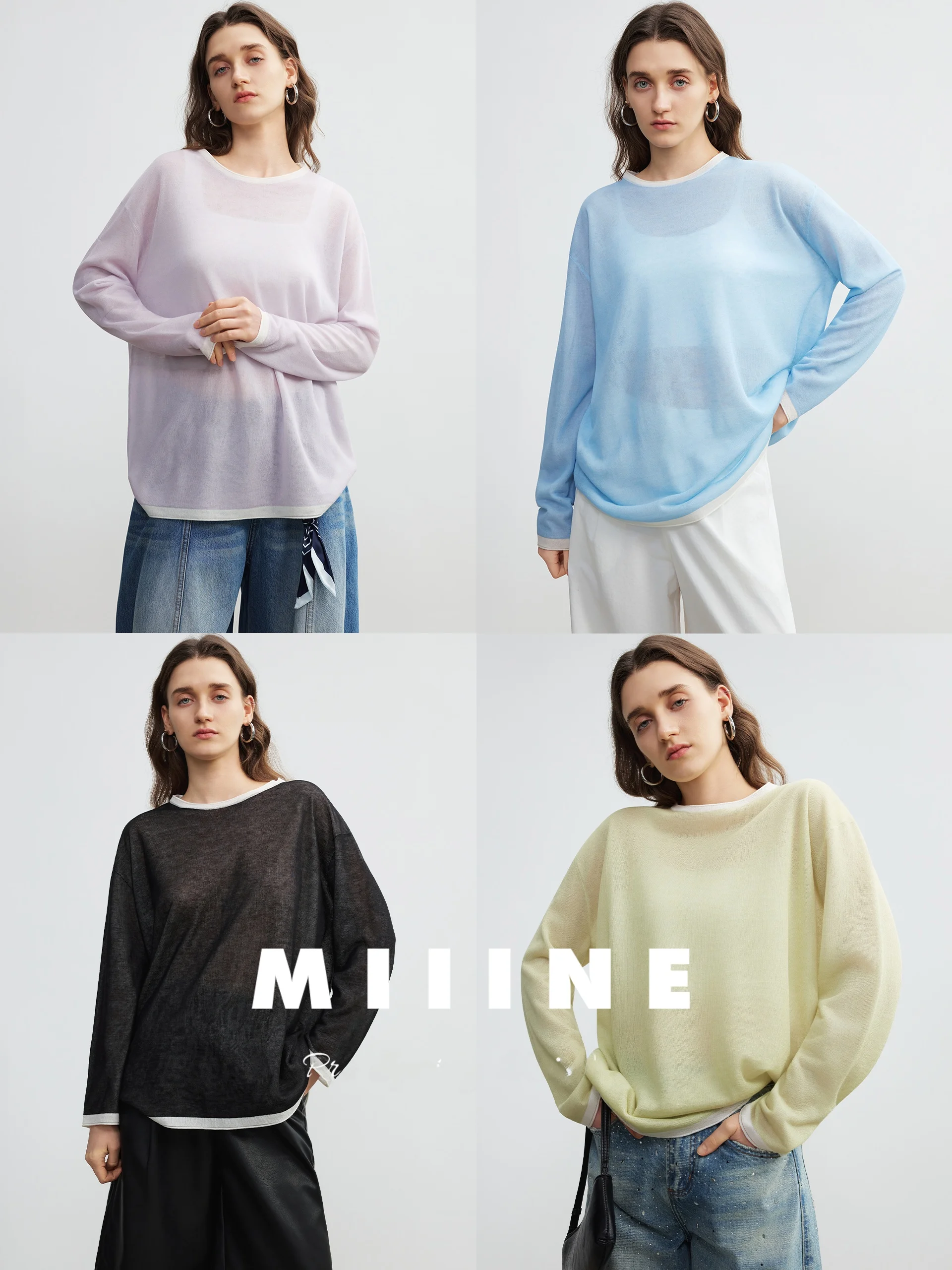

Модная льняная вязаная кофта Miiine для многослойной носки, защита от солнца, накидка для кондиционера, сетчатая толстовка с капюшоном, повседневный свободный крой
