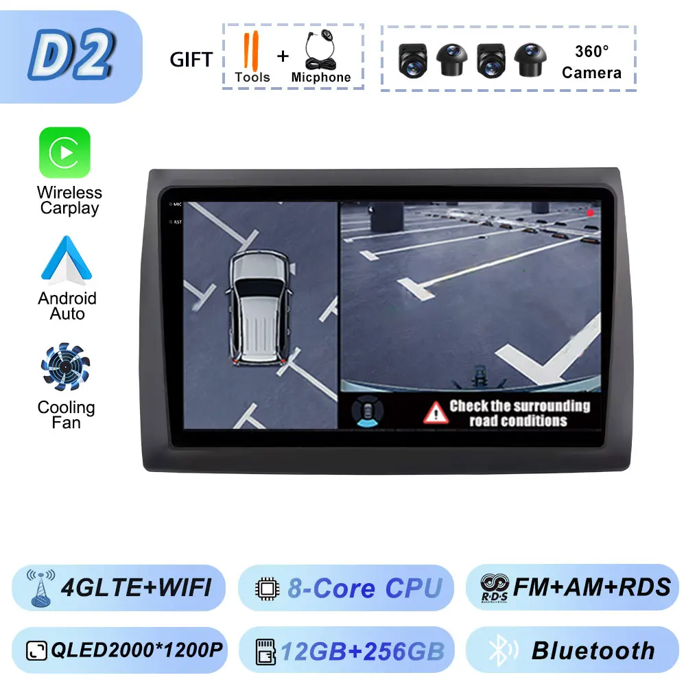 Draadloze Carplay Auto Android voor Fiat Stilo 2002-2010 Autoradio GPS Stereo Multimedia WiFi Viedo Speler Autoradio Navigatie - afbeelding 1