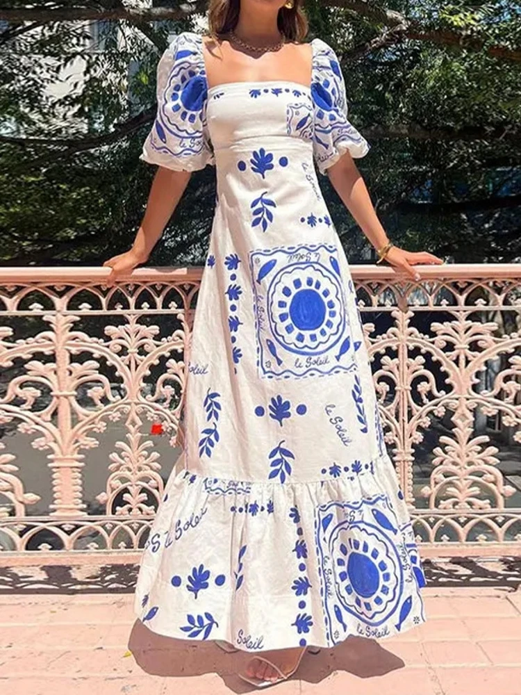 Stampa floreale Slim Fit Dr One oulder Lantern Sve Cross-Border New Sle Ele Poliestere Donna Dr Or Sve