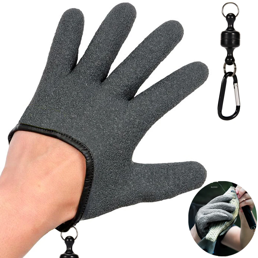 Fishing Gloves Catch Fish Anti-slip Durabl Knit Full Finger Waterproof Work Cutproof Clasp Left Right Apparel Protect Hand Glove 