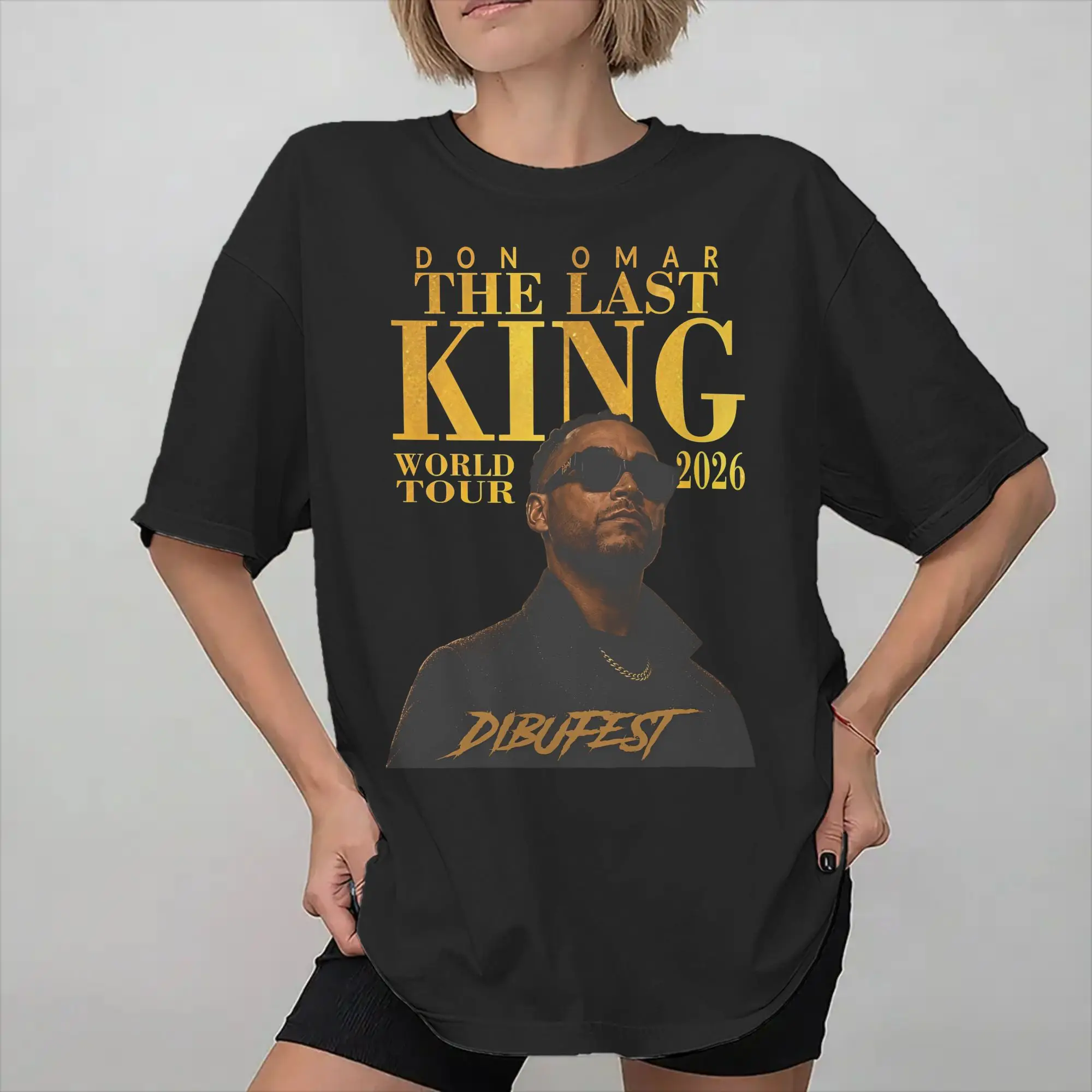 Camiseta de moda Don Omar The Last King Tour 2026 para unisex, camiseta de algodón, ropa de manga corta