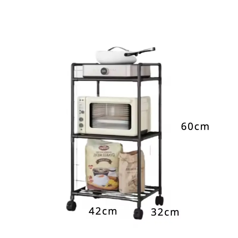 Floor-Standing Multi Layer Storage Rack Shelf with Pulley Trolley Bathroom Kitchen Microwave Storage Rack Kitchen Accessories image 6