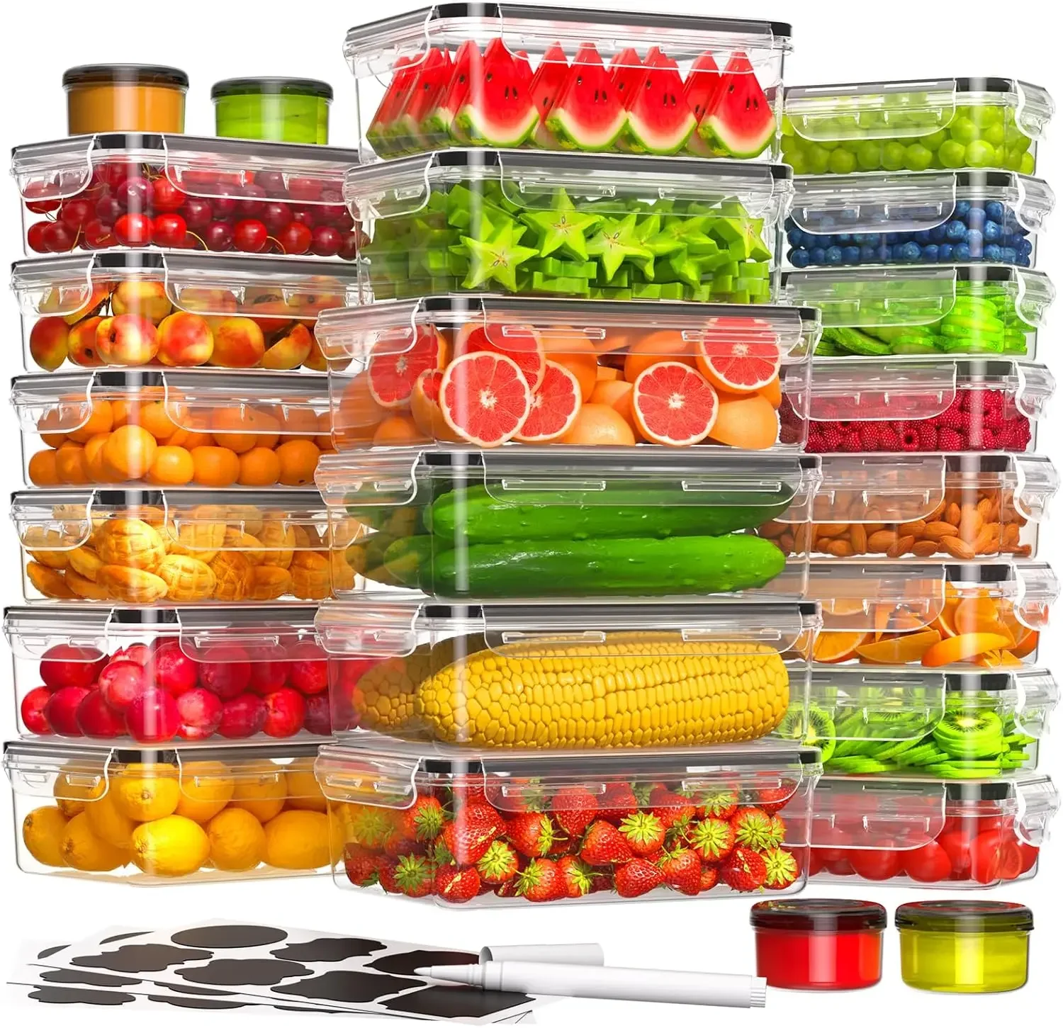 

48 Pcs Larger Food Storage Containers with Lids Airtight (24 Containers & 24 Lids), Meal Prep Container for Pantry NEW USA