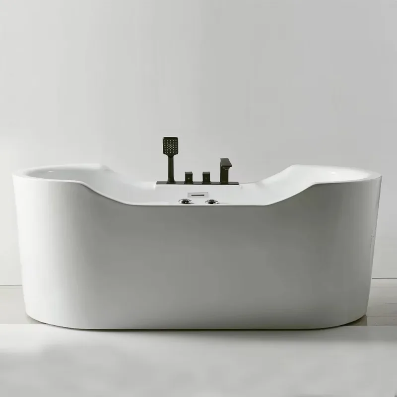 Factory Direct Sales Simple Acrylic Free-Standing Soaker Bathtub Modern Design for Apartment Home Hotel Bathroom Sanitary Ware