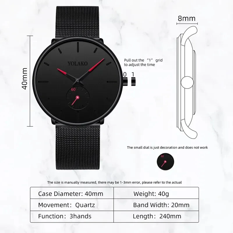 Mens Fashion Minimalist Watches Men Business Casual Quartz Watch Simple Male Stainless Steel Mesh Band Clock Reloj Hombre