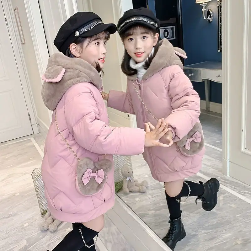 2024 New Baby Kids Parkas Winter Warm Down Jacket for Girls Coat Hooded Children's Outerwear Toddler Girl Clothes 10 12 13 Years