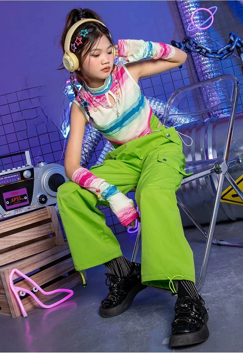 Kinderjazz Dans Modieuze Performance Kostuum Set Meisje Model Walk Mode