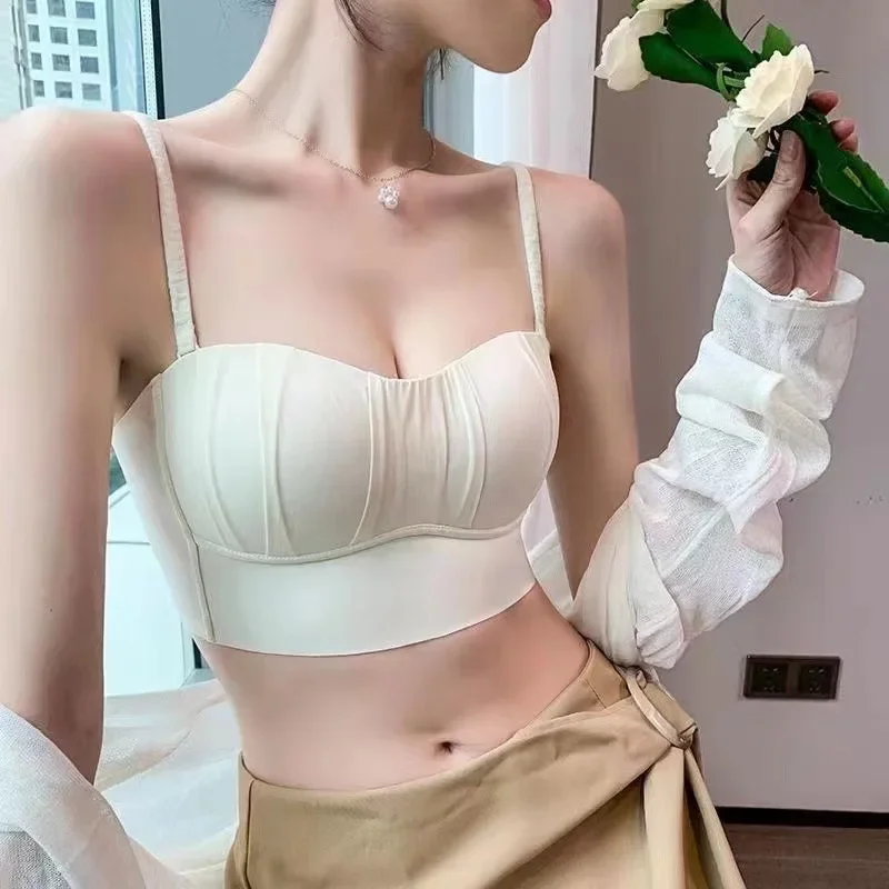 New French Pleated Bra New Detachable Ringless Thin Bra Without Underwire Seamless Underwear for Women Bras for Women Lingerie