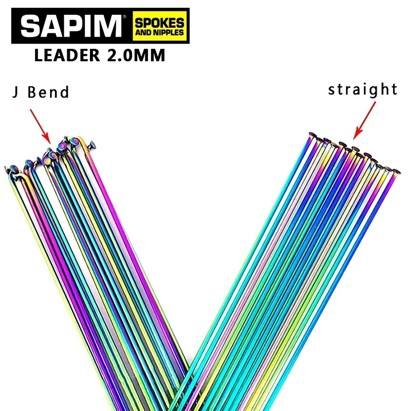 Sapim bicycle spokes Can choose any length below 310mm 2.0 round j-bend/straight pull Rainbow color bikes with copper cap spokes