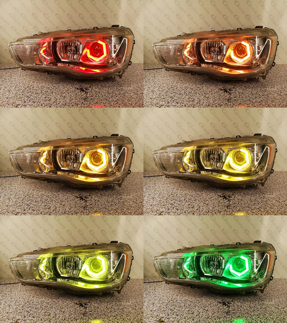 Pour Mitsubishi Outlander II 2010 2011 2012 lumière du jour dynamique multicolore RGB Led Angel Eyes Hex Halo anneaux
