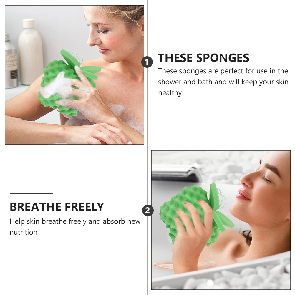 

2pcs Fruit Shaped Bath Ball Sponge Kid Scrubber Brush Cartoon Shower Sponge Baby Bath Tool Portable Lightweight Bathroom