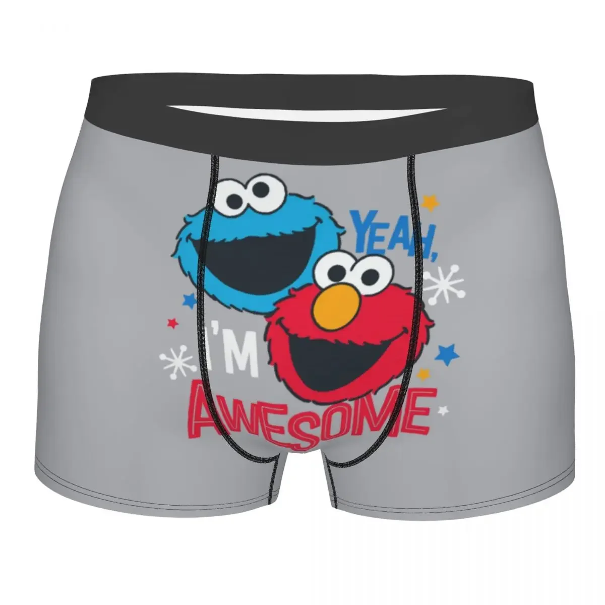 Cartoon Sesame Streets Cookie Underwear Male Printed Custom Boxer Shorts Panties Briefs Breathable Underpants