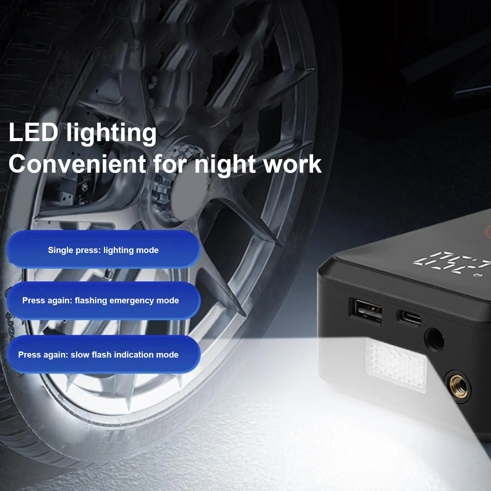 

Воздушный компрессор, беспроводной надувной насос с автоматическим отключением, электрический перезаряжаемый воздушный насос со светодиодным экраном для мотоцикла, велосипеда, автомобиля, мяча