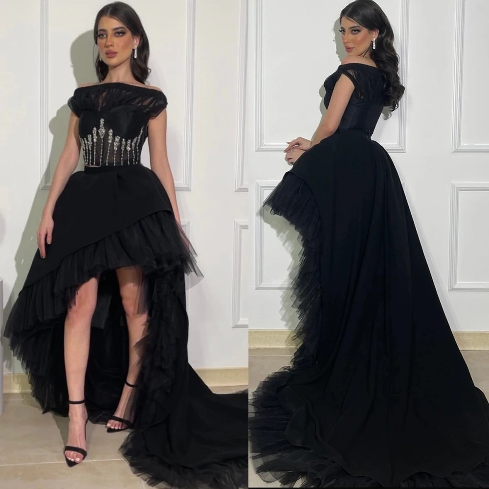 

Customized High Quality Boat Neck Evening Dress Elegant Chapel Train Prom Dress Delicate Beading Special Occasion Gowns