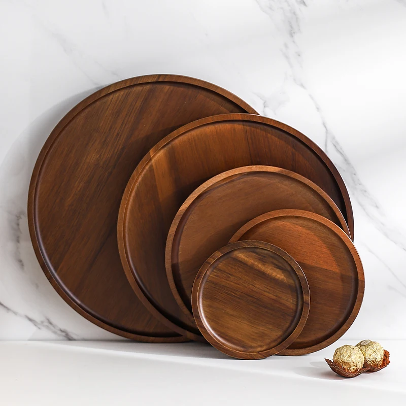 

Round Dish Tea Tray Wood Kitchen Coffeeware Bamboo Big Serving Tray Home Office Plateau En Bois Tea And Coffee Accessories