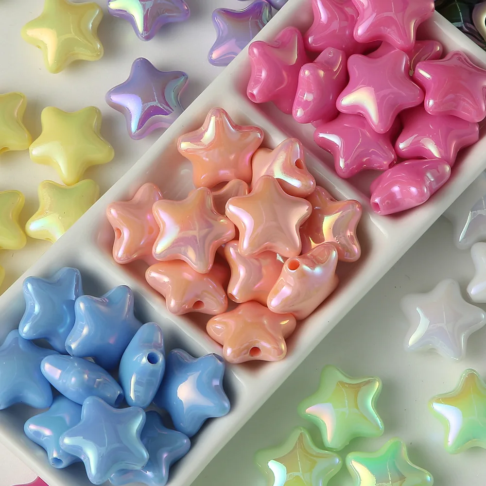 22MM High-quality UV Electroplating Colorful Acrylic Starry Pentagram Beads for DIY Handmade Jewelry Beaded Craft Accessories