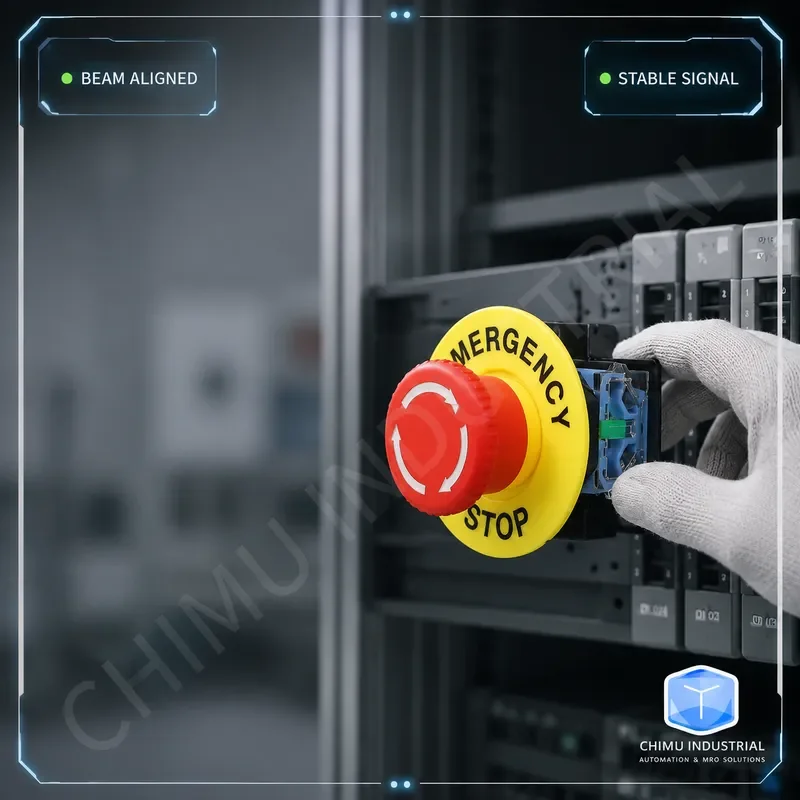 【CHIMU INDUSTRIAL】 22mm Emergency Stop Button Switch with Yellow Warning Ring NO NC 40 60 90mm Mounting Hole Industrial