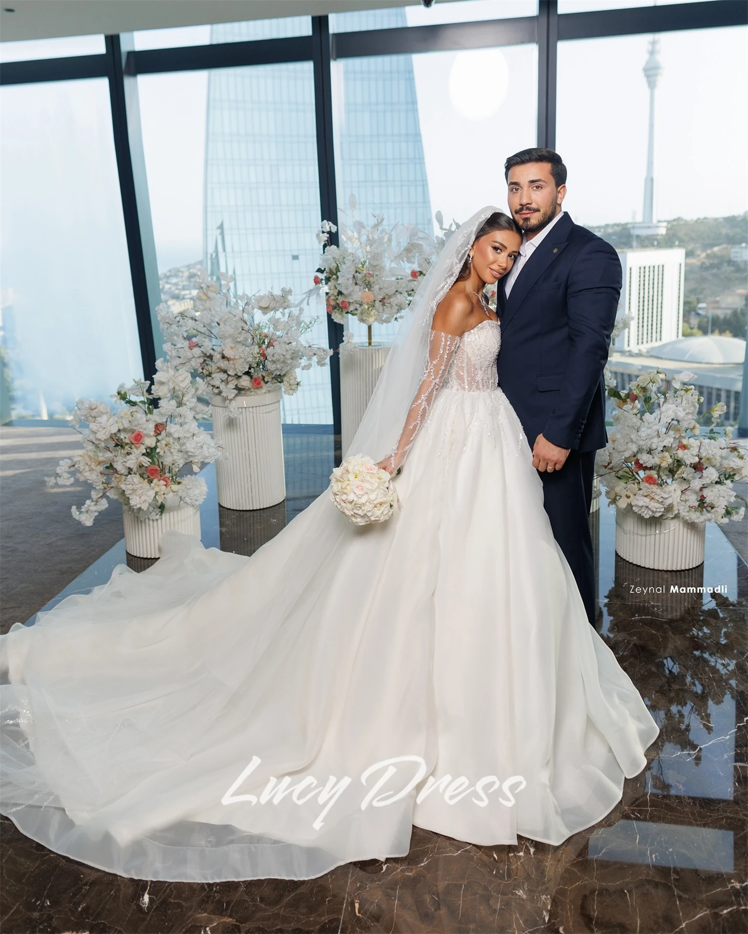 Lucy Aangepaste bruid trouwjurk Luxe trouwjurken Trouwjurken Luxe 2025, lange jurken Bruidsjurk Trouwjurken