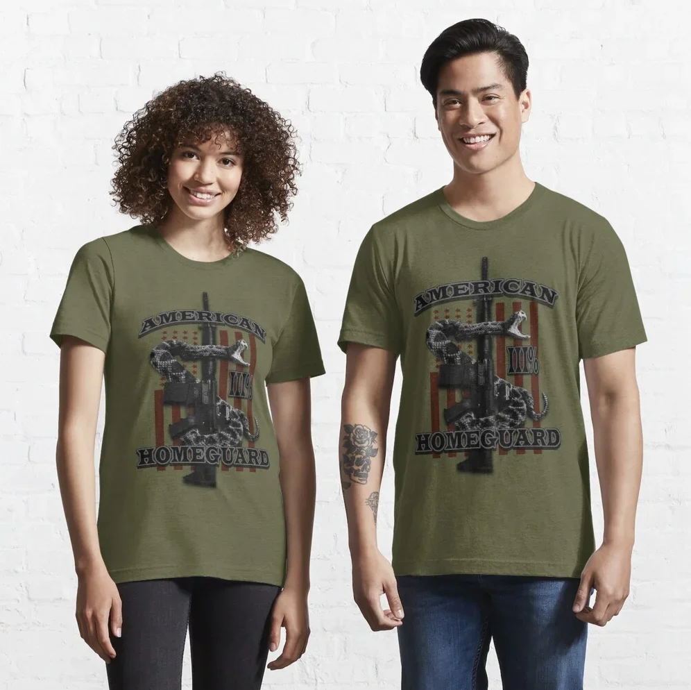 Stars and Stripes Rattlesnake Rifle American Homeguard T-Shirt 100% Cotton O-Neck Short Sleeve Casual Mens T-shirt Size S-3XL