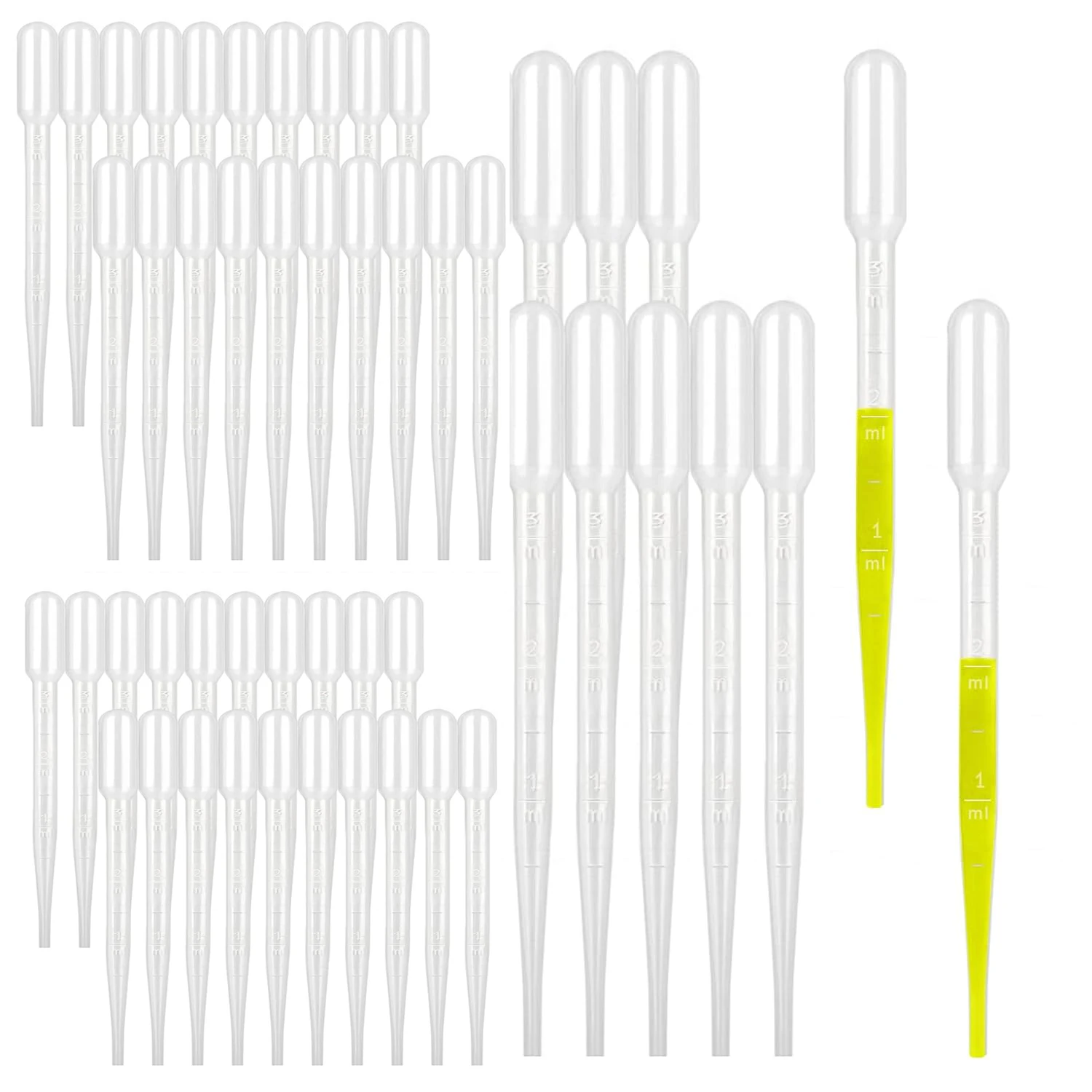 10-100PCS Measuring Science Liquid Laboratory Pipettes, 0.2-10ML Disposable Plastic Graduated Calibrated Transfer Dropper