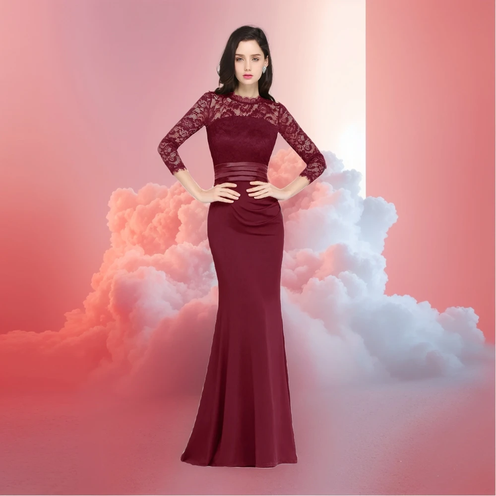 

Robe De Soiree 2025 Women Mermaid Evening Dresses Gowns with Sleeves Elegant Long Formal Occasion Dress for Wedding Party