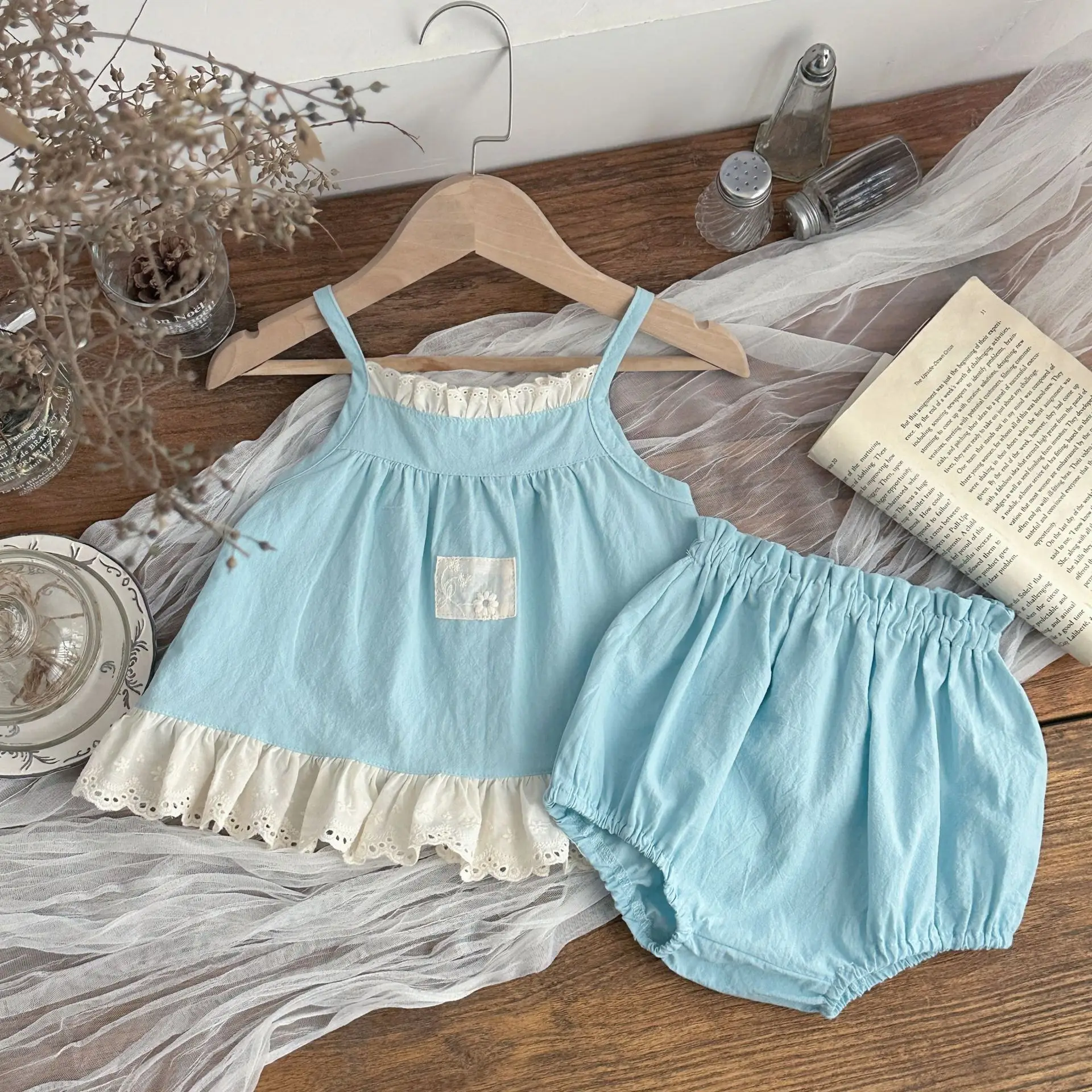 2026 Summer New Baby Girl Sleeveless Sling Two-piece Set Infant Girl Thin Cotton Vest + Shorts 2pcs Suit Toddler Outfits