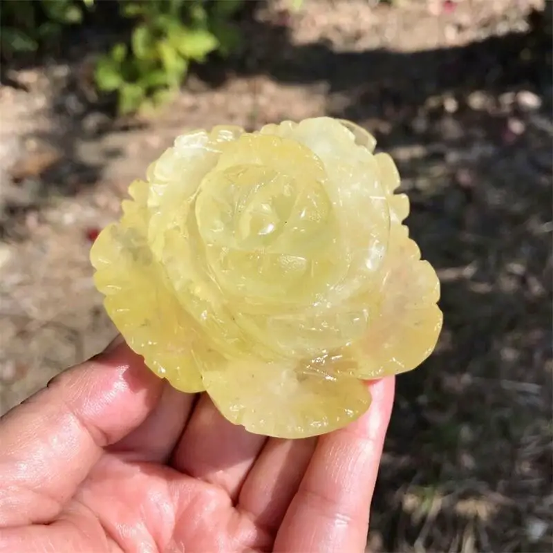 

7,4 см натуральный цитрин, резьба по цветку, украшения для колдовства, аксессуары для украшения дома, декор комнаты, подарок, 1 шт.