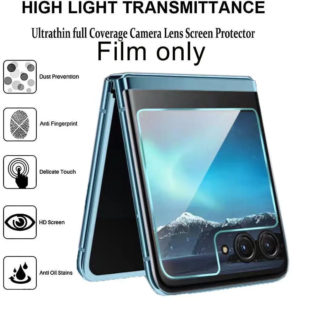 Tempered Glass Camera Protective Film For Motorola Razr 40 Ultra Lens Film/Rear Screen Film Protective Transparent Oleophob U2E2