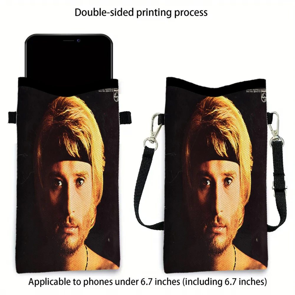 Johnny Hallyday Handytasche mit Umhängeband, exquisiter Musterdruck, Umhängetasche, Umhängetasche, Handytasche 3.3 – Detail 14