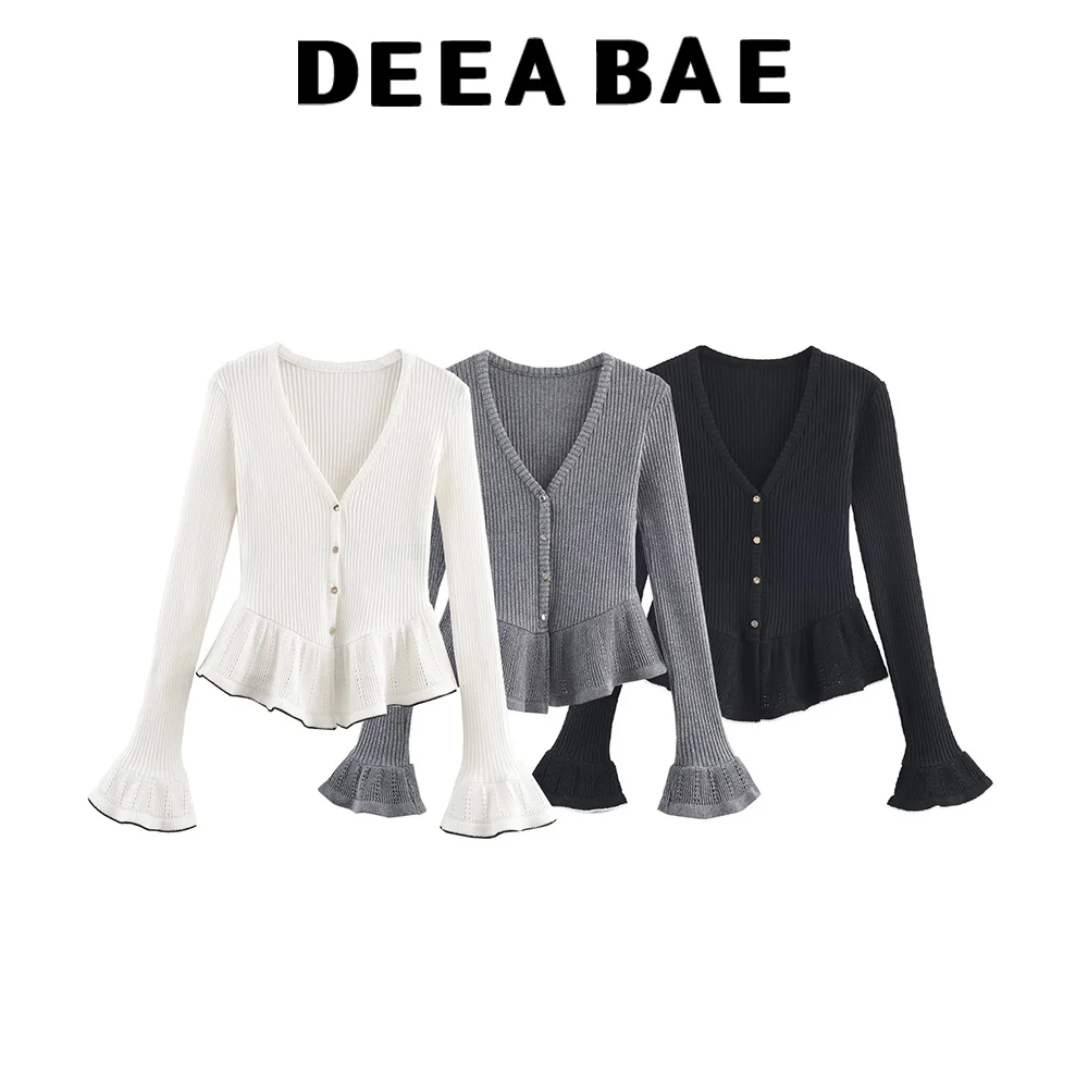 

DEEABAE Winter new women's clothing sweet and fashionable slim fit layered decoration soft knitted cardigan jacket