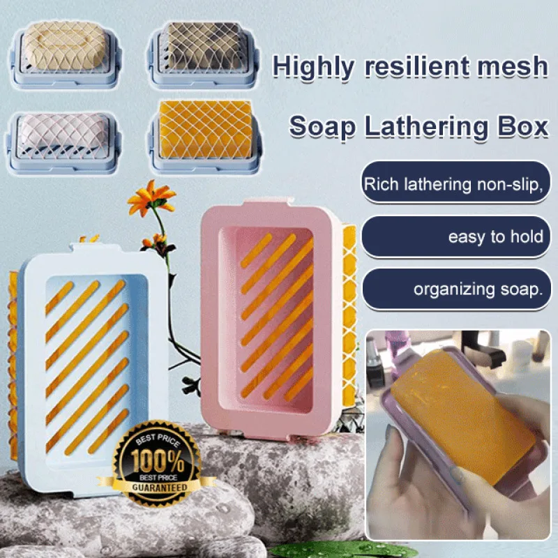 High elasticity mesh soap lather box Multi-functional hand-free lathering household non-slip soap box organizing storage