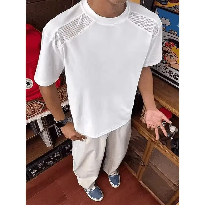 

Fitness T-shirt men's summer sports running training clothes sweat absorbing white quick drying short sleeved fitness clothes