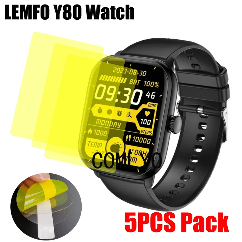 5PCS Film For LEMFO Y80 Smart Watch Screen Protector Cover HD TPU Films