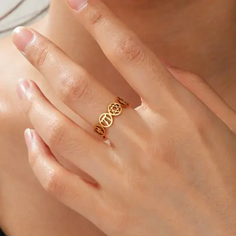 1PC Star of David Hamsa Hand Chai Open Rings Women Stainless Steel Adjustable Ring Amulet Jewish Judaism Jewelry Gift Wholesale