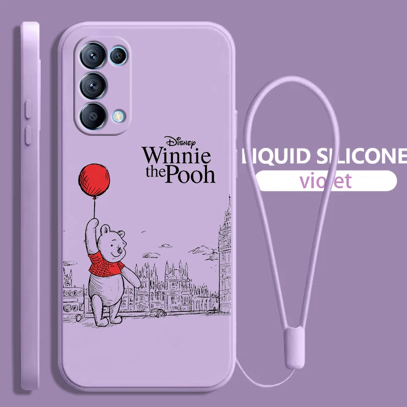 

Pooh Bear Cartoon For OPPO Find X6 X5 X3 X2 Neo Pro Lite A5 A9 2020 A53S 4G 5G Silicone Soft Liquid Rope Phone Case Fundas