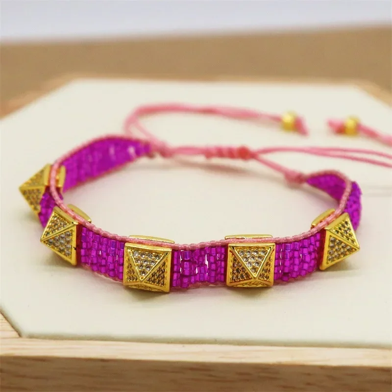 

Rice Bracelet Hand woven Inlaid diamond fashion Simplicity Adjustable Bohemia Unisex Beaded Bracelet