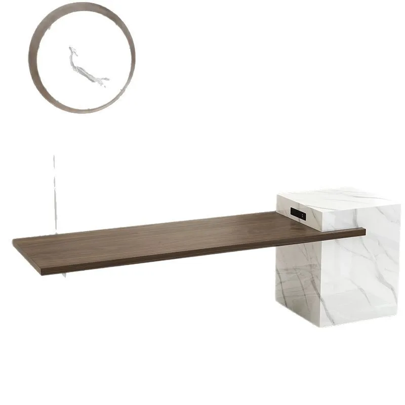 

Simple solid wood tea table, acrylic suspended island, table and chair combination office, tea room ash wood tea table