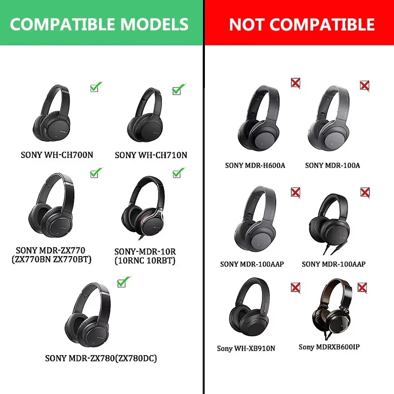 Bantalan Telinga Pengganti untuk Headphone Sony WH-CH700N CH710N Earpads MDR-ZX770 ZX780 10R Bantalan Telinga Suku Cadang Perbaikan Earmuffs