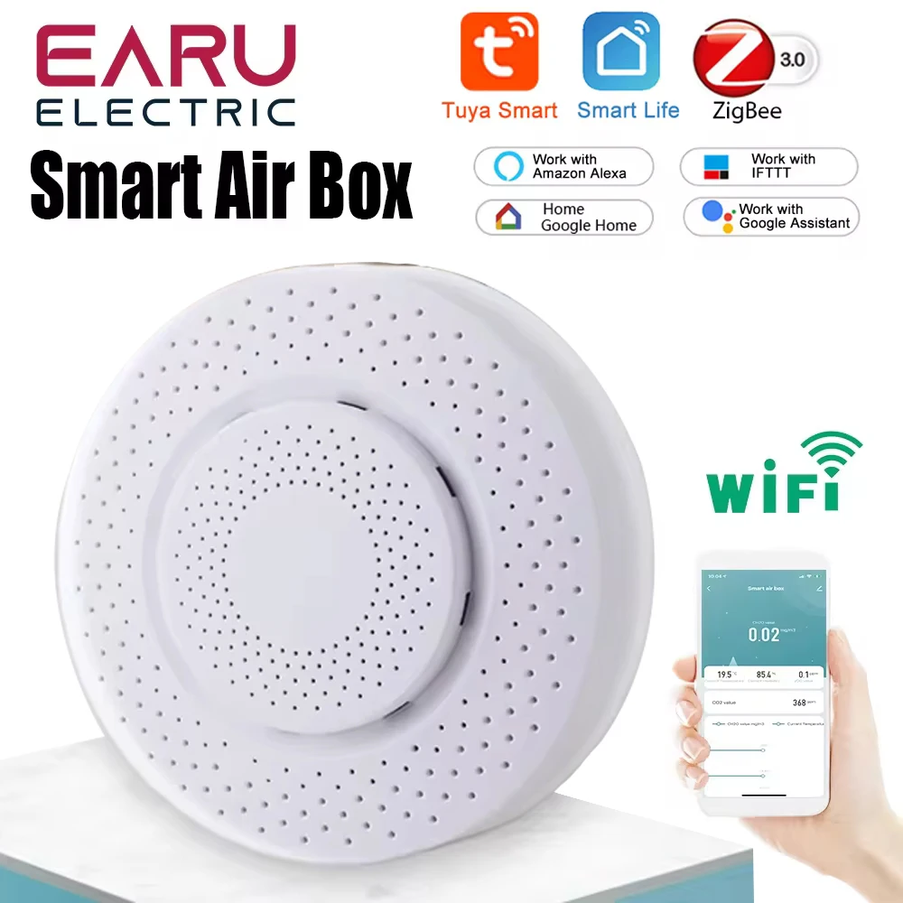 Tuya WiFi Zigbee Air Box Quality CO Carbon Monoxide Detector Tester Automation Alarm Works with Smart Life for Alexa Google Home