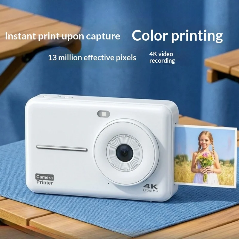Capture & Print in Seconds – 4K Instant Camera, 13MP Real Pixels, LED Fill Light, 1200mAh Battery
